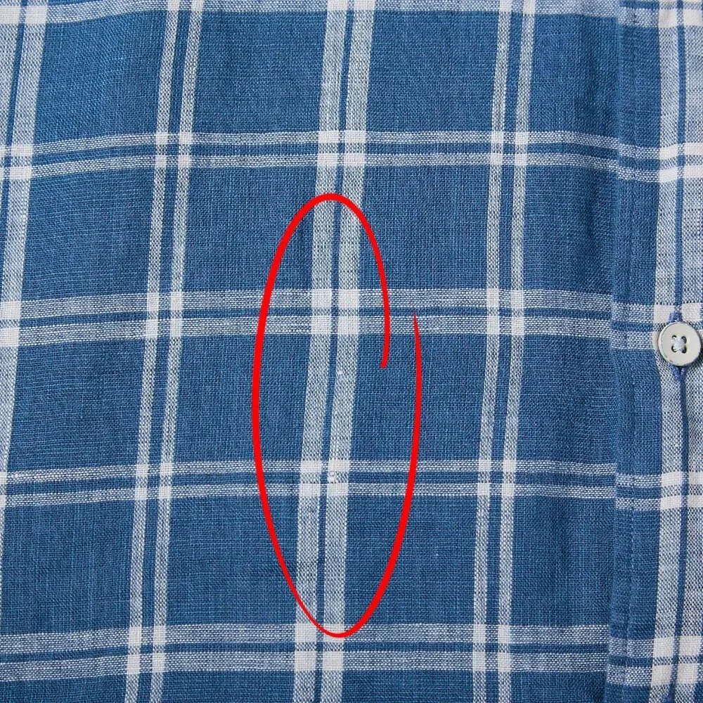 Faherty Laguna 100% Linen Nightfall Plaid Button Down Blue Shirt XXL